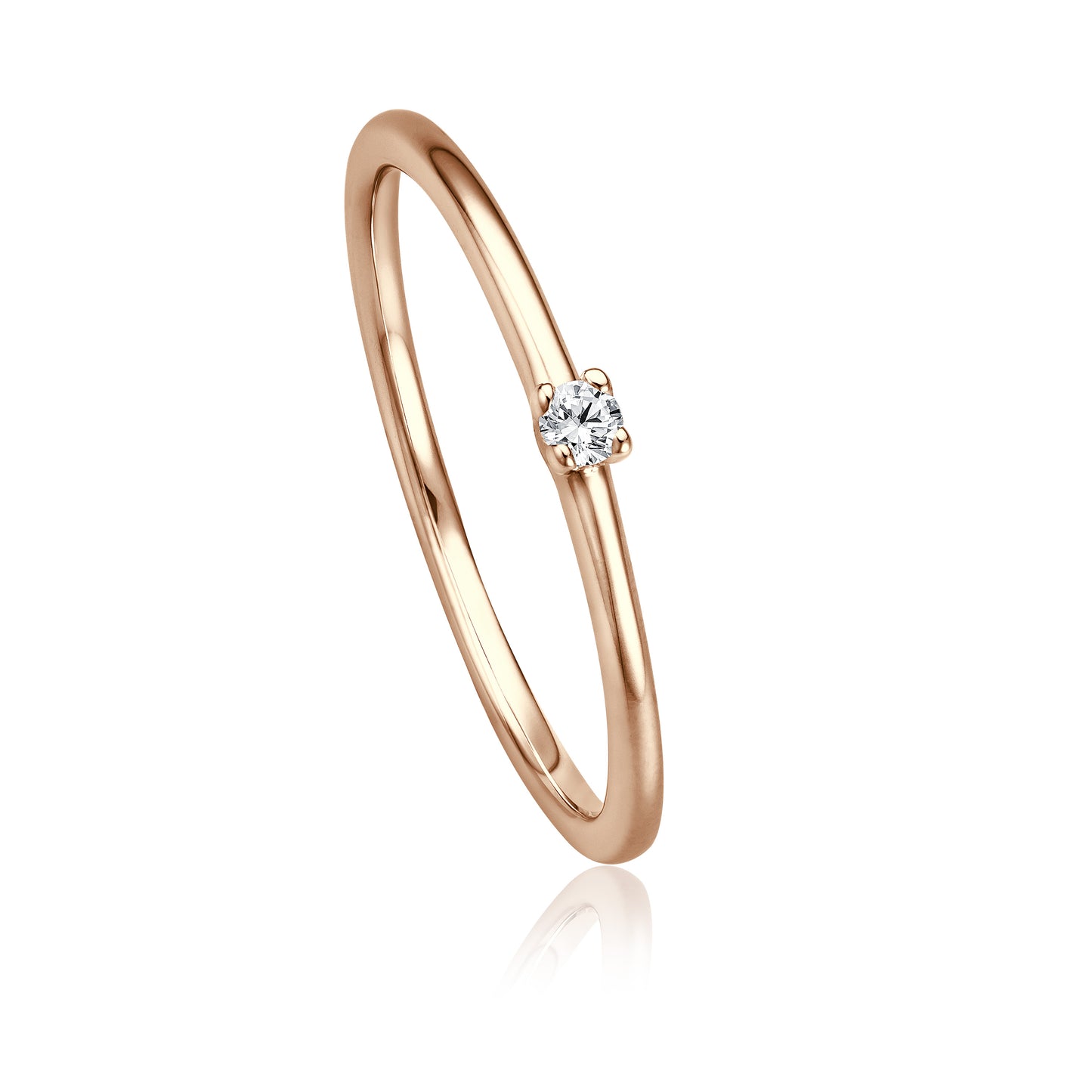 Eleganter Solitär Ring mit Diamant im Brillantschliff aus Roségold aus der Krebber Essentials Kollektion bei Juwelier Krebber in Mönchengladbach-Rheydt