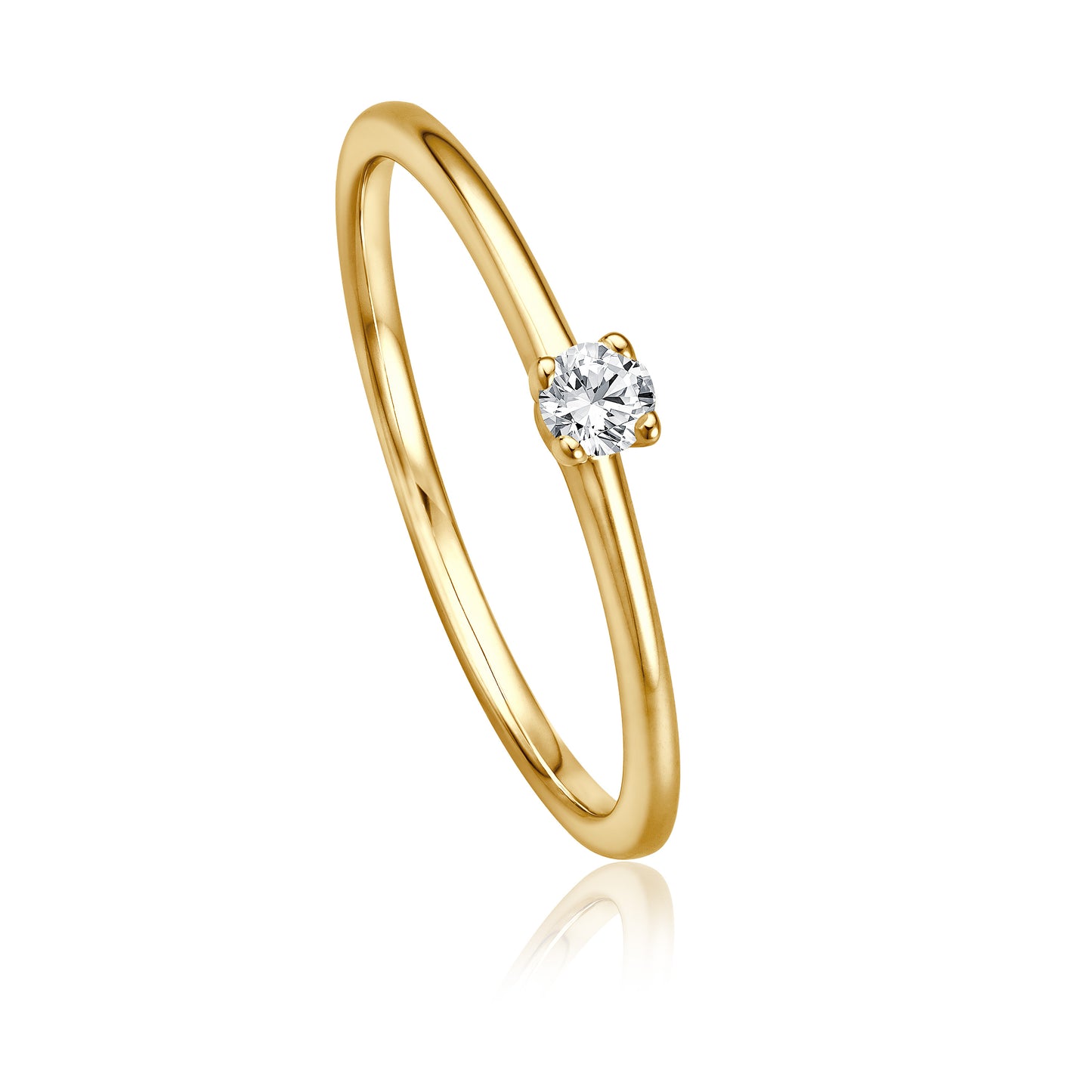 Eleganter Solitär Ring mit Diamant im Brillantschliff aus Gelbgold aus der Krebber Essentials Kollektion bei Juwelier Krebber in Mönchengladbach-Rheydt