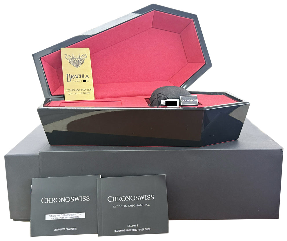 Chronoswiss Delphi Dracula Uhr CH-1421.1E-BKRE Krebber Rheydt exklusiven sargförmigen Sammlerbox