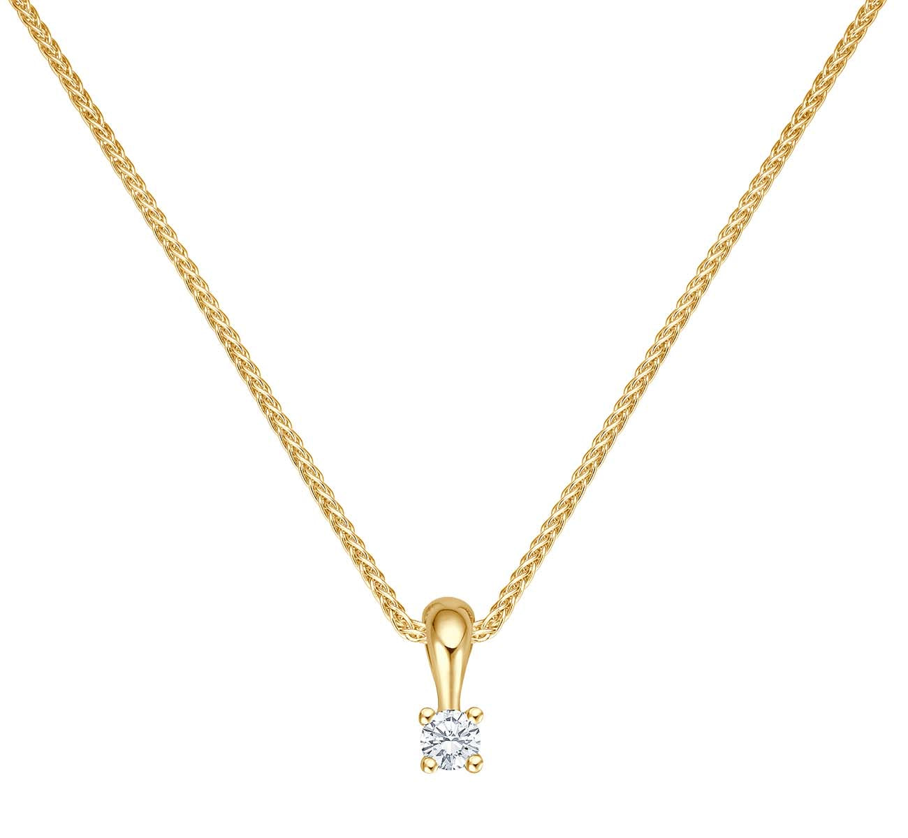Krebber Essentials Solitär Anhänger mit Kette in Gelbgold bei Juwelier Krebber in Mönchengladbach-Rheydt.