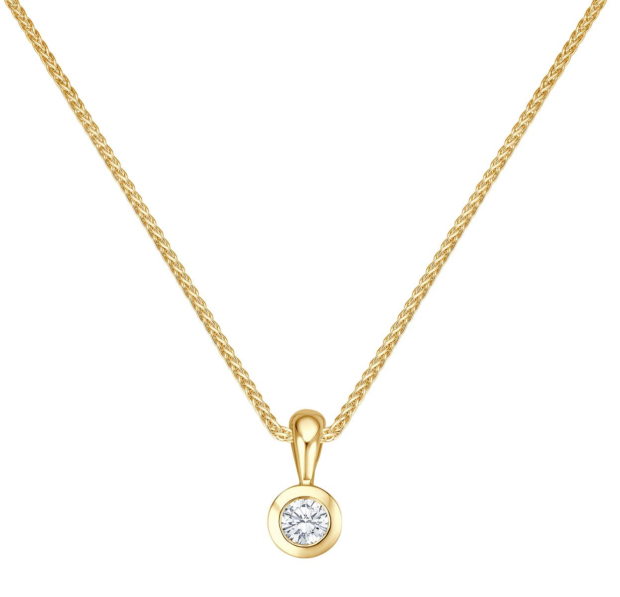 Krebber Essentials Solitär Anhänger mit Kette in Gelbgold bei Juwelier Krebber in Mönchengladbach-Rheydt.