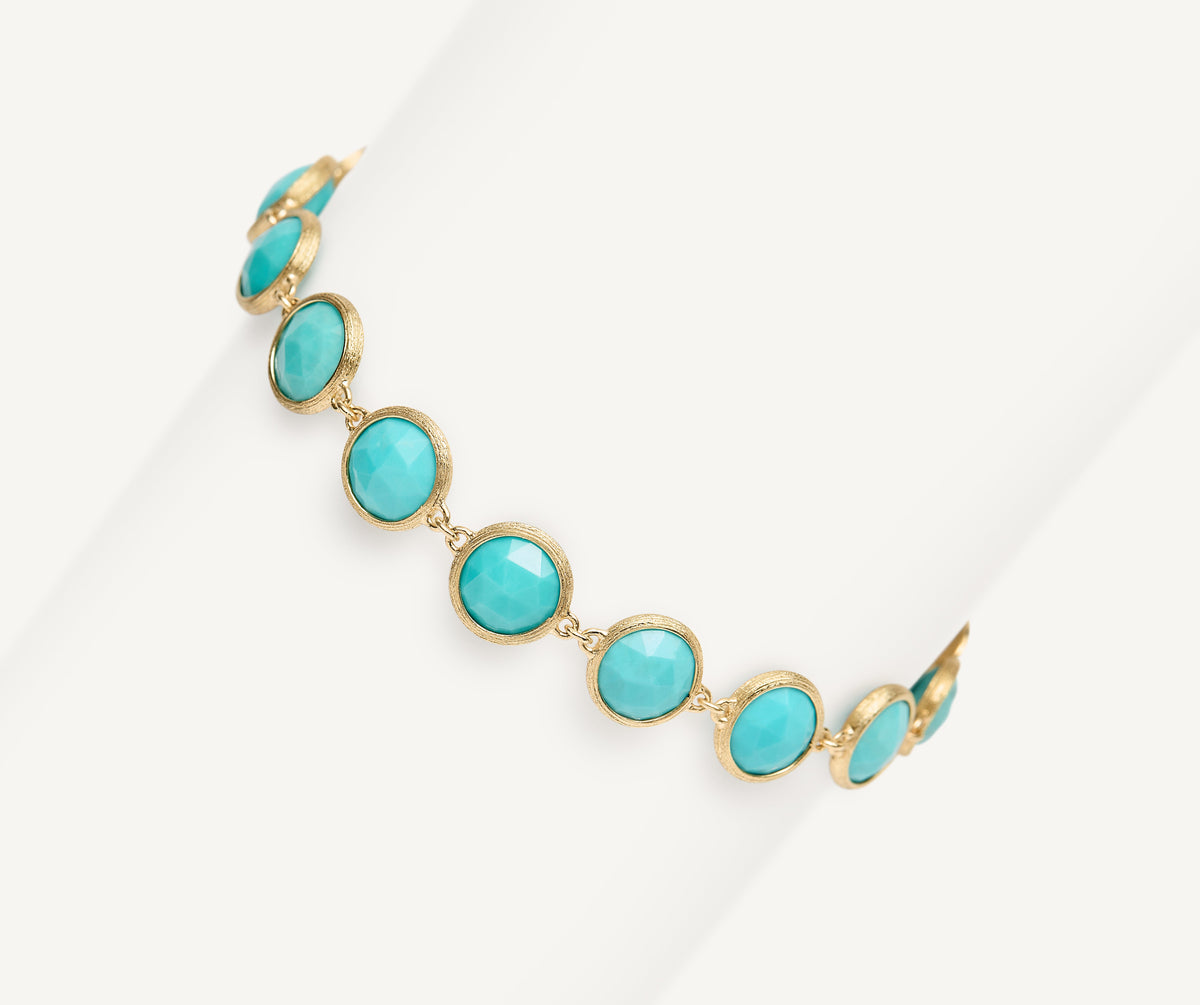 Marco Bicego Jaipur Color Geschmeidiges Armband aus 18 Karat Gelbgold mit Türkisen bei Juwelier Krebber in Mönchengladbach-Rheydt.