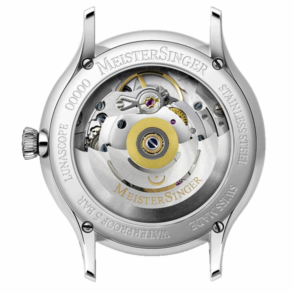 MeisterSinger Lunascope Uhr Sonnenschliff Blau/Gold Automatikwerk Juwelier Krebber Mönchengladbach Rheydt