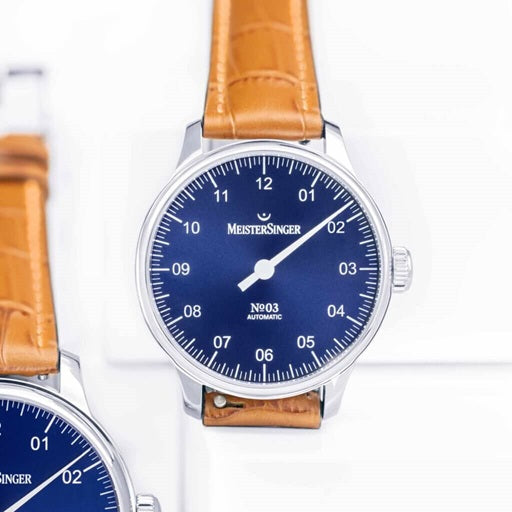 MeisterSinger №03 38mm Uhr Sonnenschliff Blau Automatikwerk Juwelier Krebber Mönchengladbach Rheydt