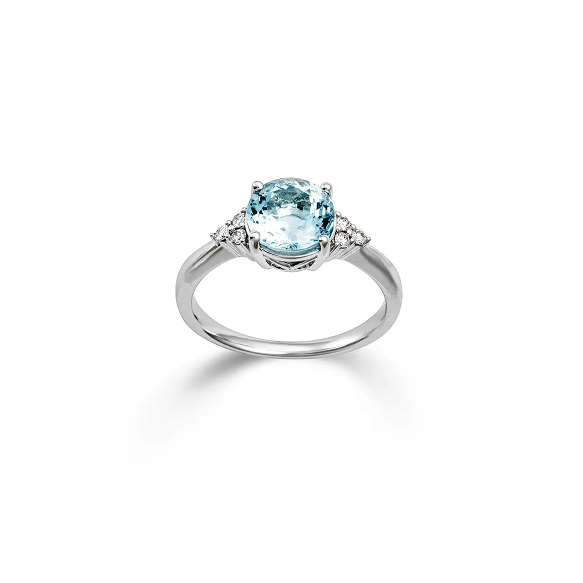 Aquamarin-Ring aus 750er Weißgold mit Brillanten – eleganter Damenring im Schmuck-Set bei Juwelier Krebber in Mönchengladbach-Rheydt