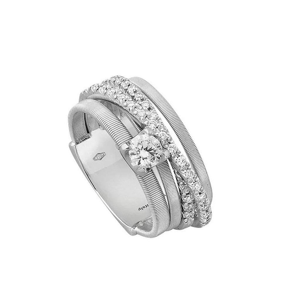 Marco Bicego Goa Siebenreihiger Ring aus Weißgold mit Diamanten Juwelier Krebber Mönchengladbach-Rheydt