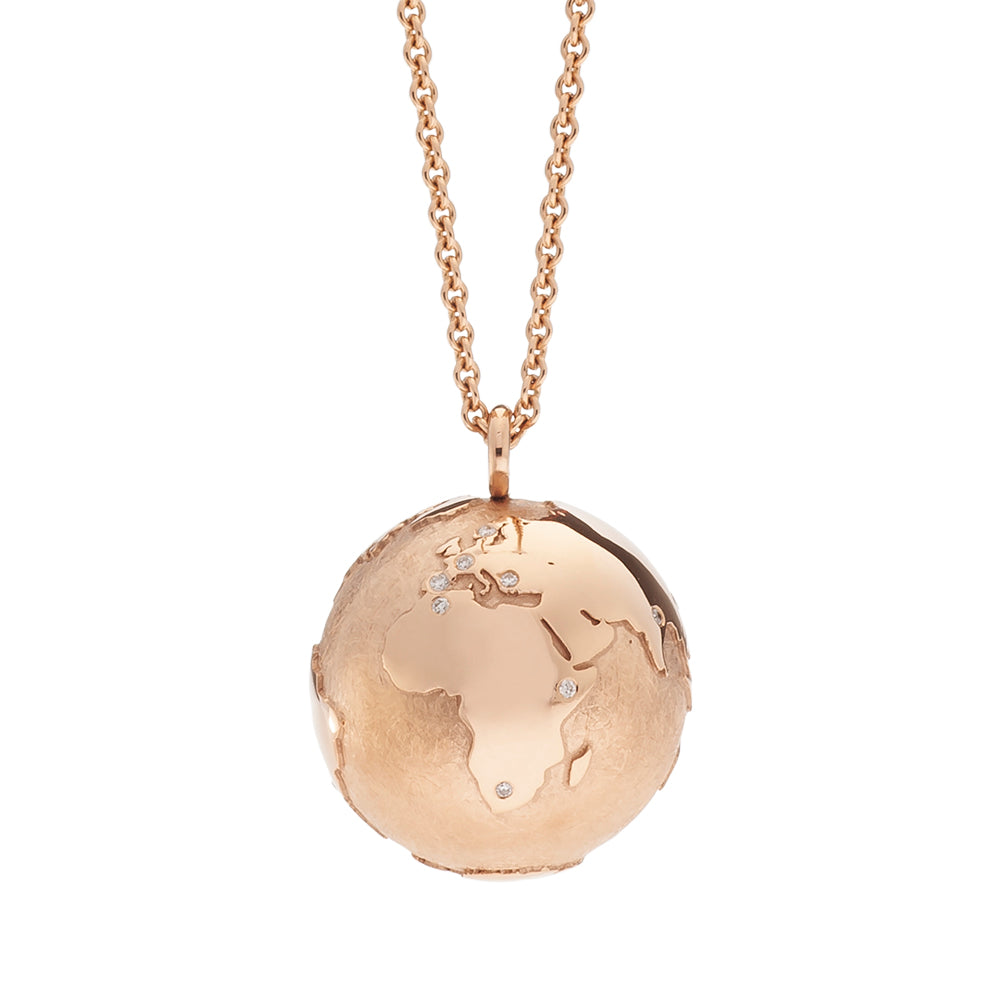 Juwelier Krebber Mönchengladbach - Rheydt Schmuckwerk Schmuck Collier Halsschmuck Meine Welt Weltkugel Brillantschmuck Kette mit Anhänger OH 194 RG