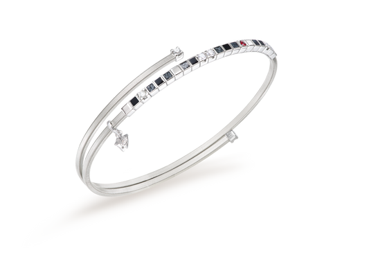 Wellendorff Armband UMARME MICH. Power in black aus 18 Karat Weißgold als Freisteller bei Juwelier Krebber in Mönchengladbach-Rheydt