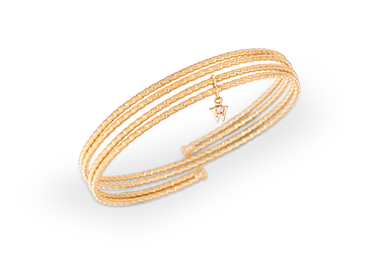 Wellendorff Armband UMARME MICH. Sonnenglanz klein aus 18 Karat Gelbgold als Freisteller bei Juwelier Krebber in Mönchengladbach-Rheydt