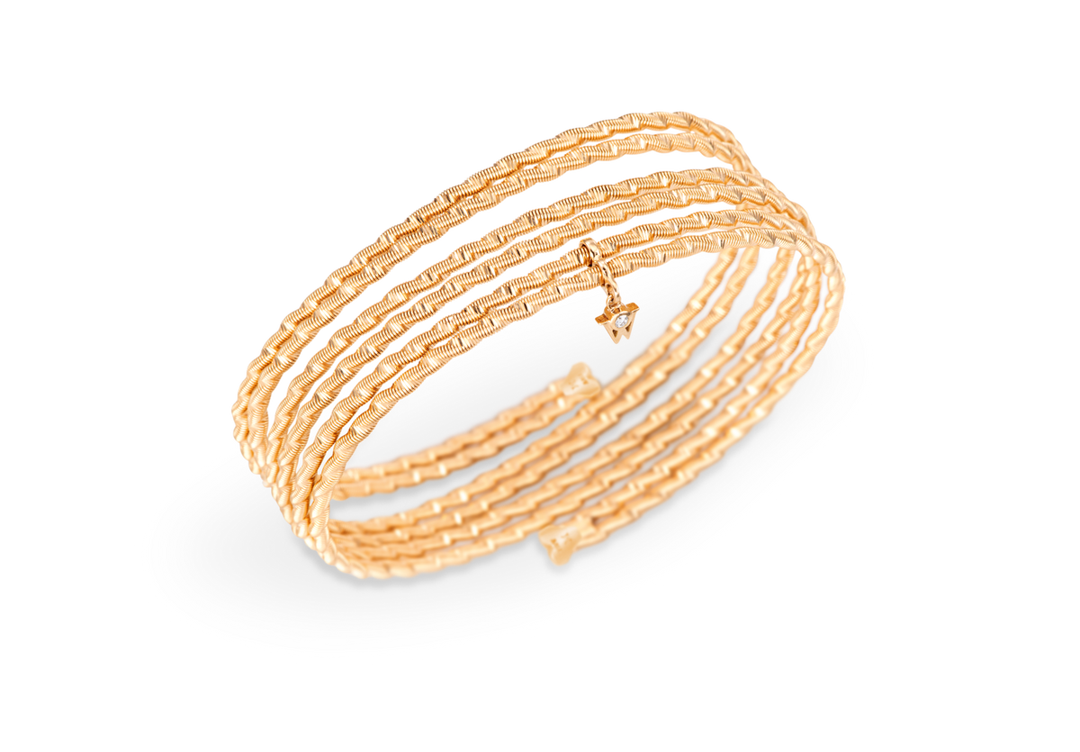 Wellendorff Armband UMARME MICH. Sonnenglanz aus 18 Karat Gelbgold als Freisteller bei Juwelier Krebber in Mönchengladbach-Rheydt