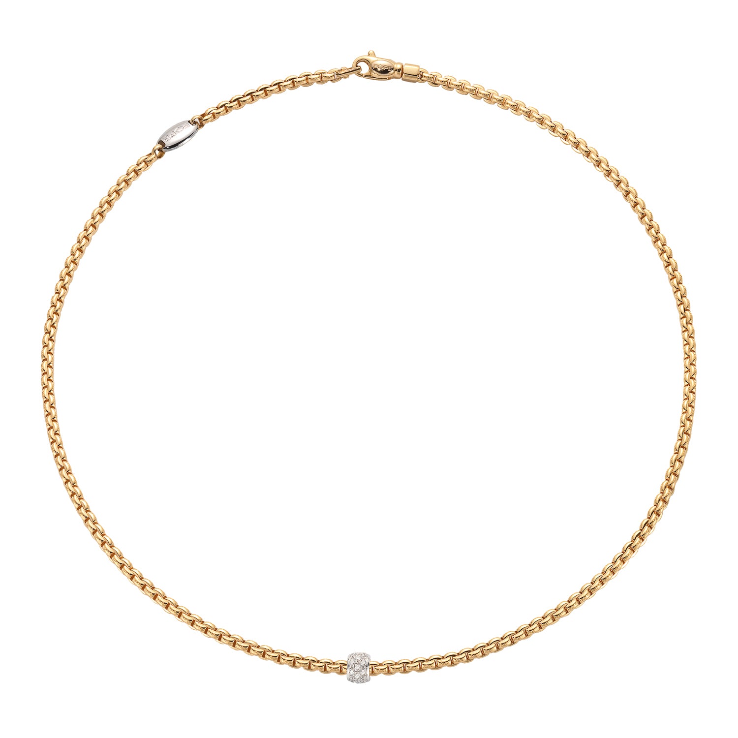 FOPE - Eka Tiny Collier Gelb- und Weißgold Pavé