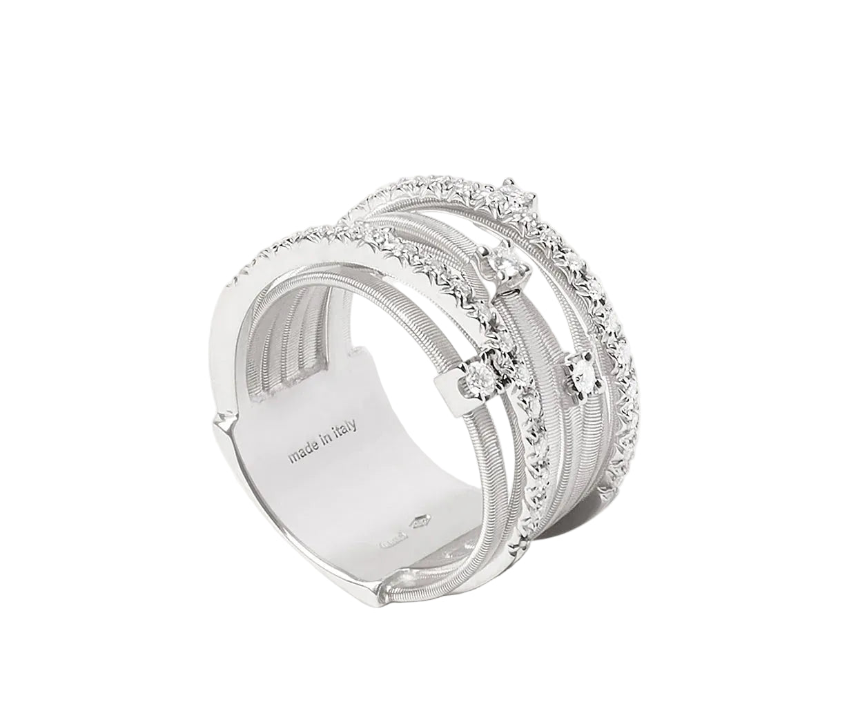 Marco Bicego Goa Siebenreihiger Ring aus Weißgold mit Diamanten Juwelier Krebber Mönchengladbach-Rheydt