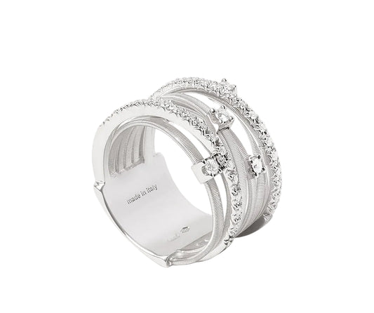 Marco Bicego Goa Siebenreihiger Ring aus Weißgold mit Diamanten Juwelier Krebber Mönchengladbach-Rheydt