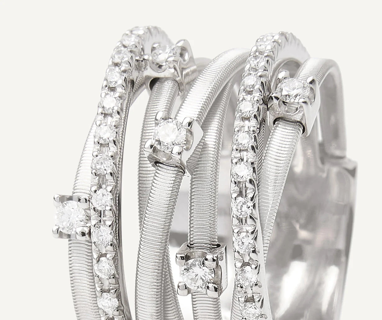 Marco Bicego Goa Siebenreihiger Ring aus Weißgold mit Diamanten Juwelier Krebber Mönchengladbach-Rheydt