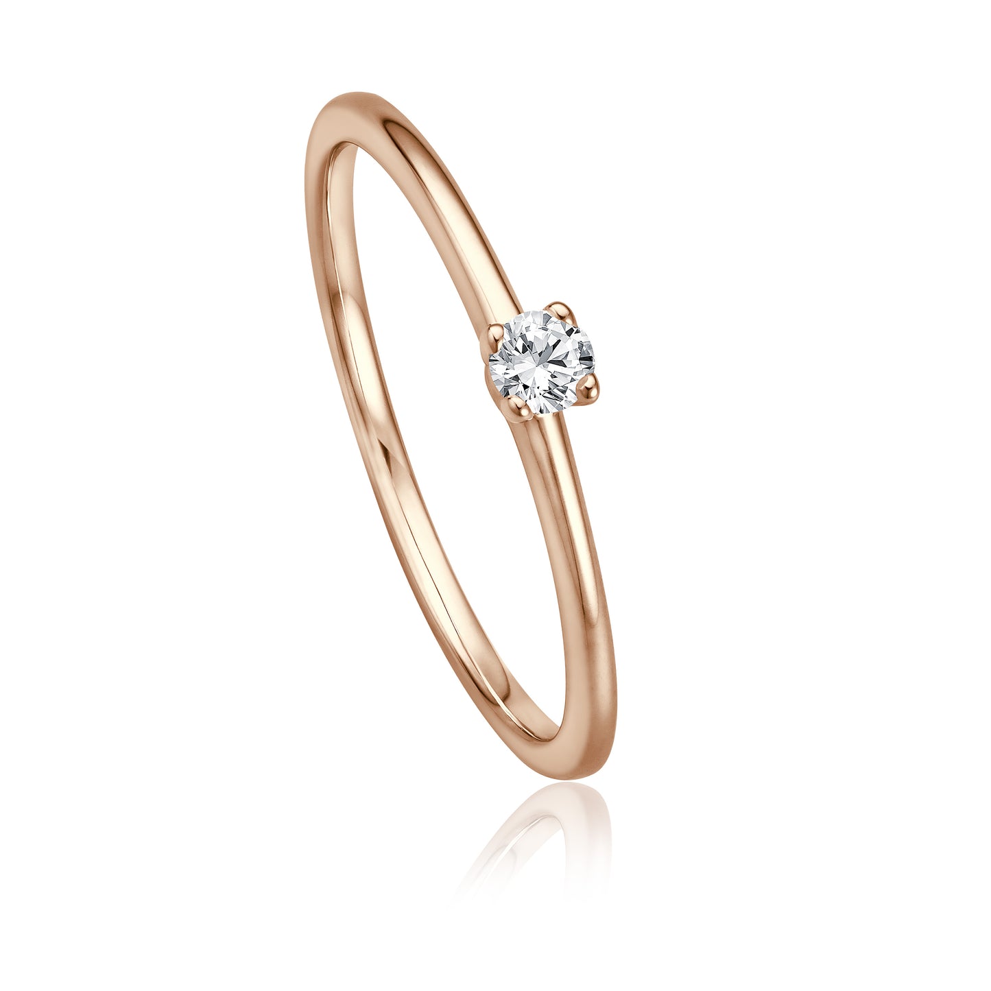 Krebber Essentials - Solitär Ring mit Diamant aus Roségold