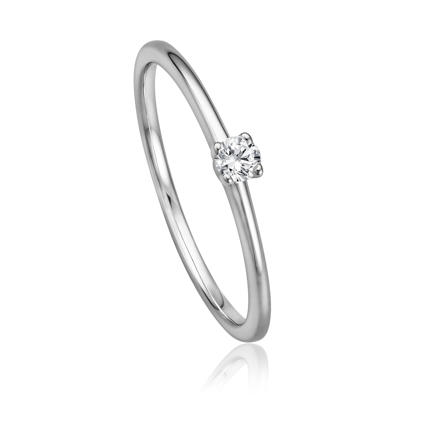 Eleganter Solitär Ring mit Diamant im Brillantschliff aus Weißgold aus der Krebber Essentials Kollektion bei Juwelier Krebber in Mönchengladbach-Rheydt