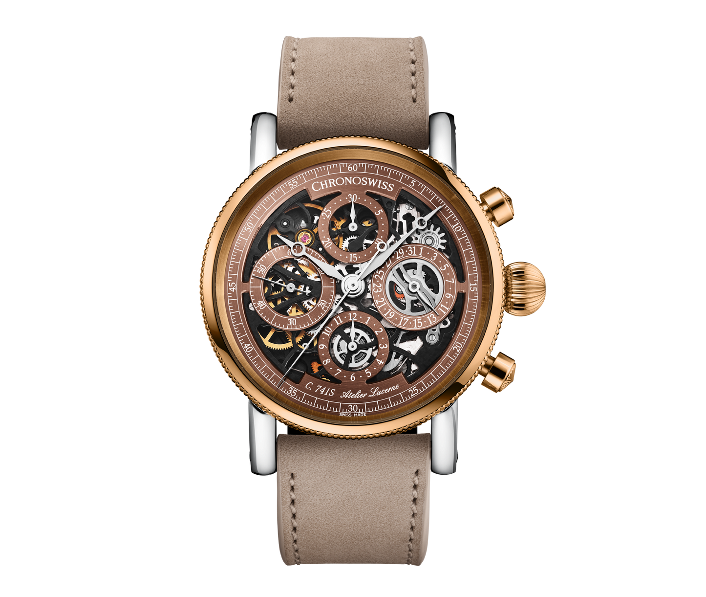 Chronoswiss Opus Chronograph Dakar Sundown 41 mm CH-7522.1S-BR – Vorderansicht bei Juwelier Krebber in Mönchengladbach-Rheydt