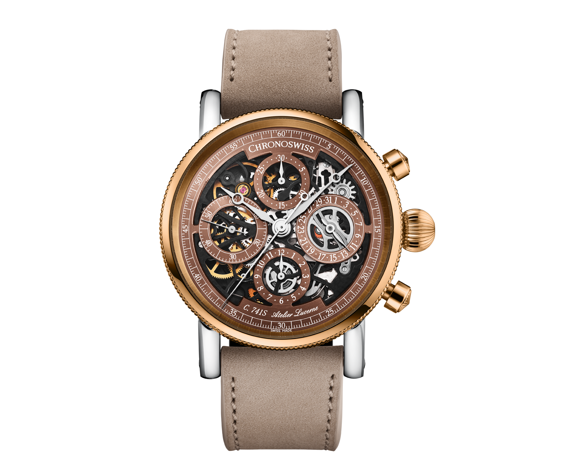 Chronoswiss Opus Chronograph Dakar Sundown 41 mm CH-7522.1S-BR – Vorderansicht bei Juwelier Krebber in Mönchengladbach-Rheydt