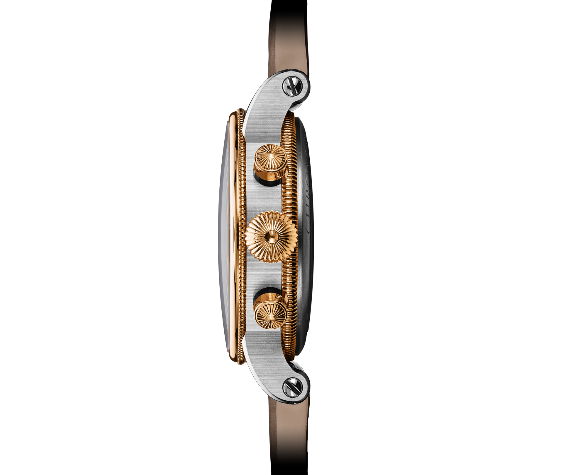 Chronoswiss Opus Chronograph Dakar Sundown aus Edelstahl und Rotgold – Seitenansicht bei Juwelier Krebber in Mönchengladbach-Rheydt