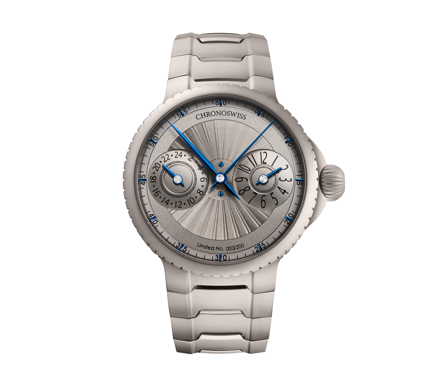 Chronoswiss Limiterte Edition Pulse GMT Silver Guilloche Uhr bei Juwelier Krebber in Rheydt