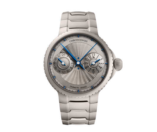 Chronoswiss Limiterte Edition Pulse GMT Silver Guilloche Uhr bei Juwelier Krebber in Rheydt