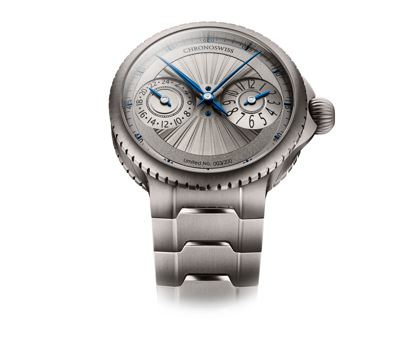 Chronoswiss Limiterte Edition Pulse GMT Silver Guilloche Uhr bei Juwelier Krebber in Rheydt