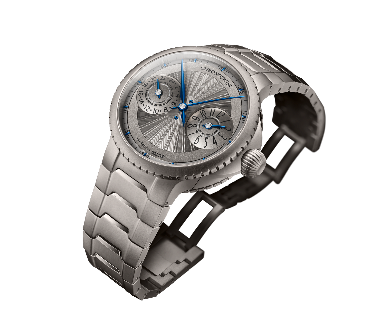 Chronoswiss Limiterte Edition Pulse GMT Silver Guilloche Uhr bei Juwelier Krebber in Rheydt