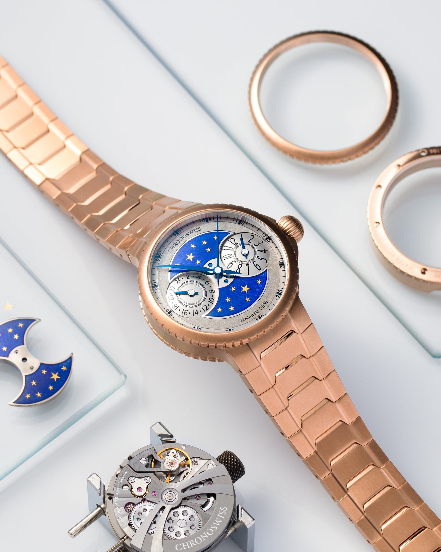 Chronoswiss Limiterte Edition Pulse GMT Enamel Sky Gold 41mm Uhr bei Juwelier Krebber in Rheydt