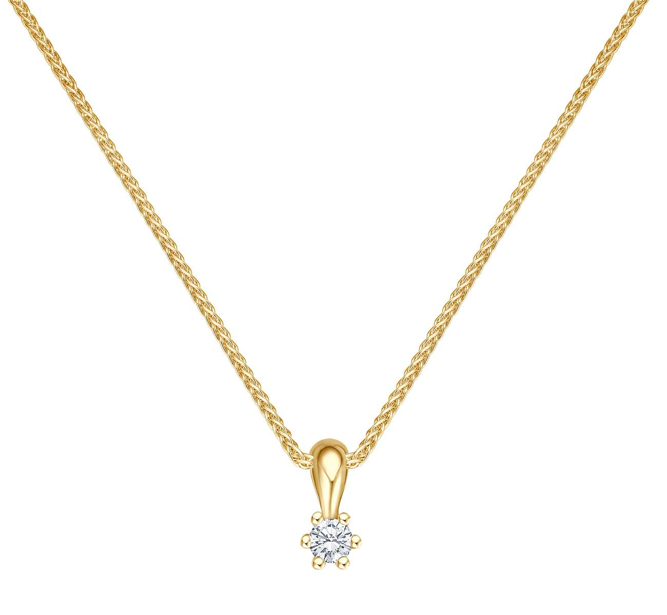 Krebber Essentials Solitär Anhänger mit Kette in Gelbgold bei Juwelier Krebber in Mönchengladbach-Rheydt.