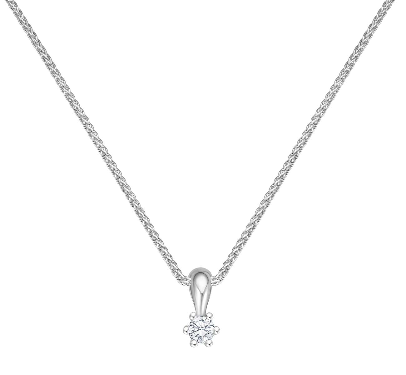 Krebber Essentials Solitär Anhänger mit Kette in Weißgold bei Juwelier Krebber in Mönchengladbach-Rheydt.
