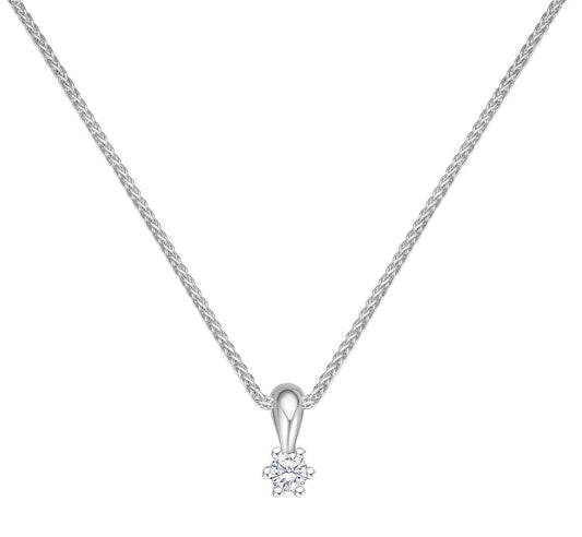 Krebber Essentials Solitär Anhänger mit Kette in Weißgold bei Juwelier Krebber in Mönchengladbach-Rheydt.