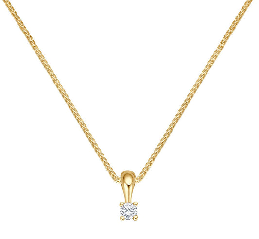 Krebber Essentials Solitär Anhänger mit Kette in Gelbgold bei Juwelier Krebber in Mönchengladbach-Rheydt.