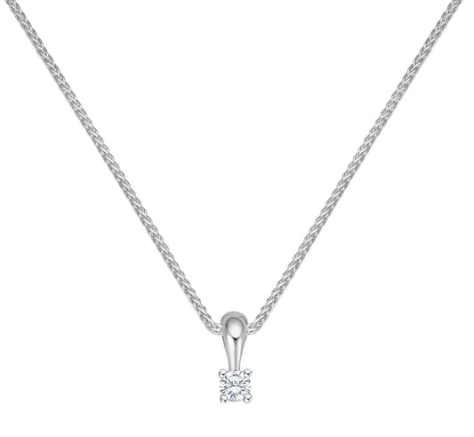 Krebber Essentials Solitär Anhänger mit Kette in Weißgold bei Juwelier Krebber in Mönchengladbach-Rheydt.
