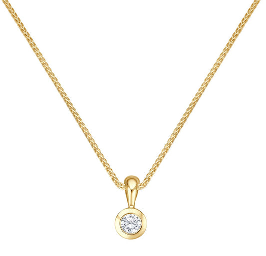 Krebber Essentials Solitär Anhänger mit Kette in Gelbgold bei Juwelier Krebber in Mönchengladbach-Rheydt.