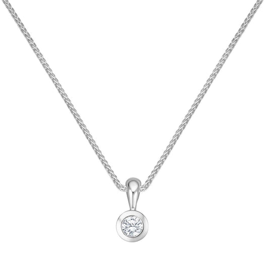 Krebber Essentials Solitär Anhänger mit Kette in Weißgold bei Juwelier Krebber in Mönchengladbach-Rheydt.