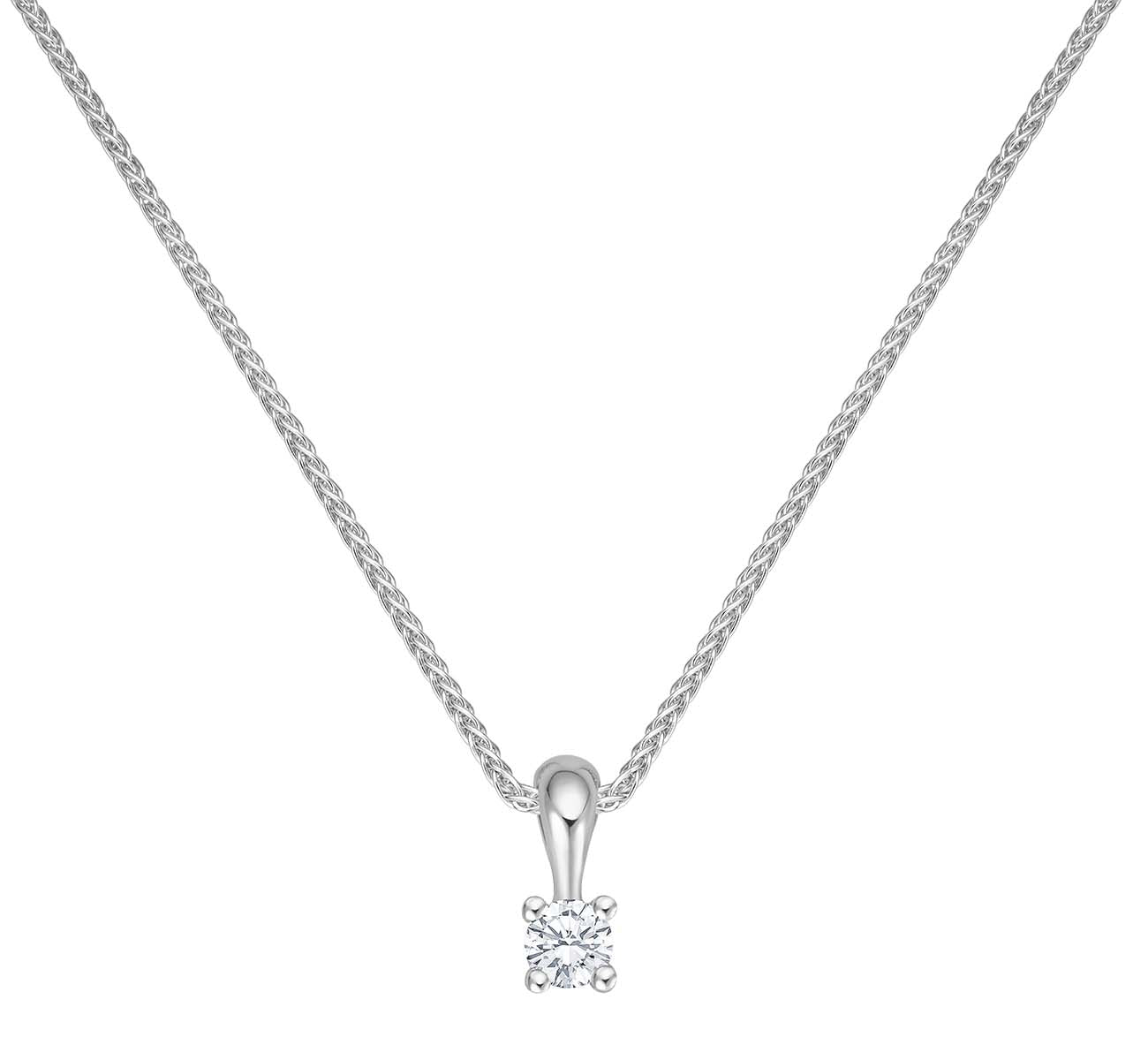 Krebber Essentials Solitär Anhänger mit Kette in Weißgold bei Juwelier Krebber in Mönchengladbach-Rheydt.