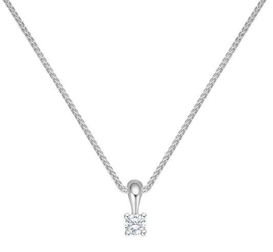 Krebber Essentials Solitär Anhänger mit Kette in Weißgold bei Juwelier Krebber in Mönchengladbach-Rheydt.