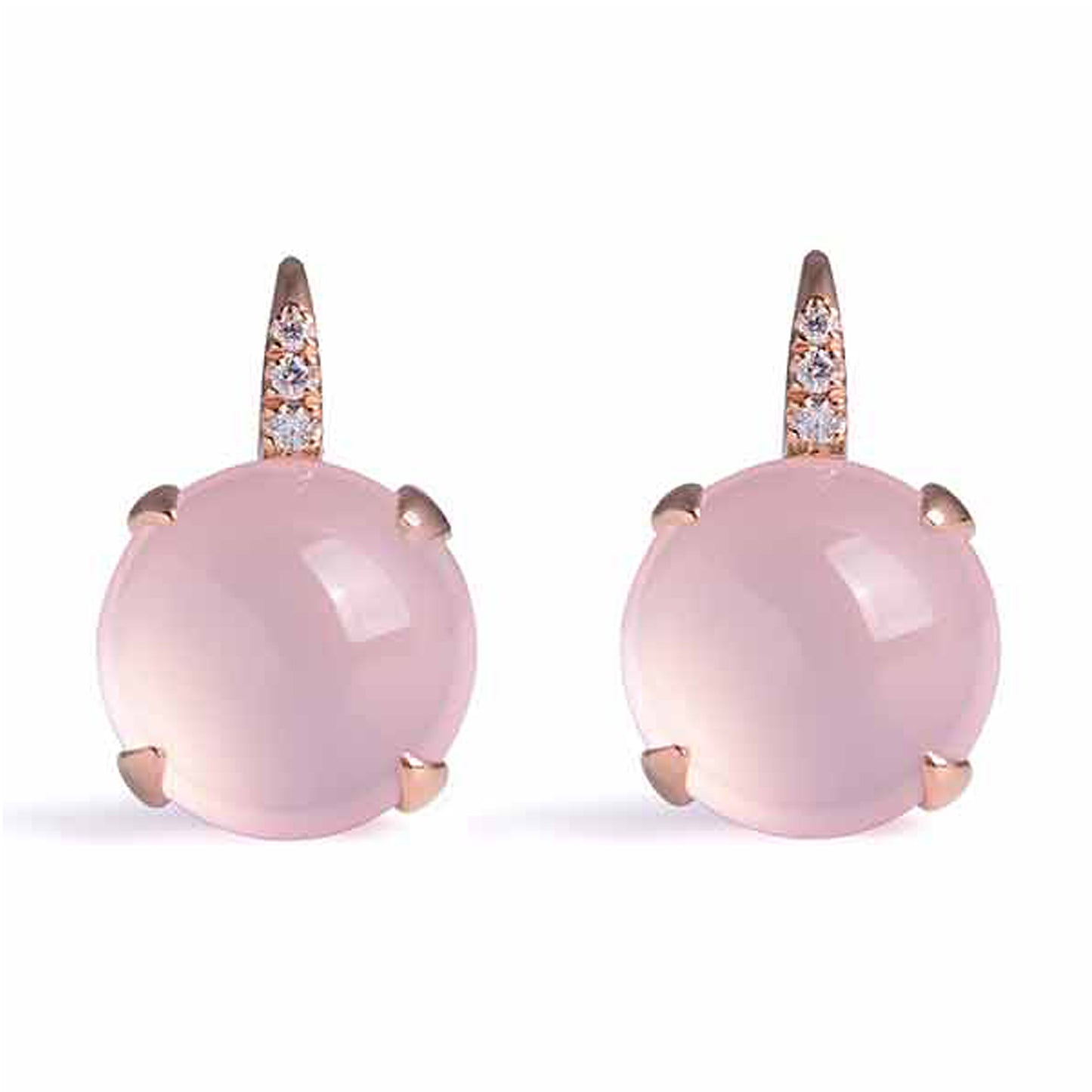 Ohrhänger mit Rosenquarz aus 18 Karat Gold aus der Kollektion Krebber Colors bei Juwelier Krebber in Mönchengladbach-Rheydt