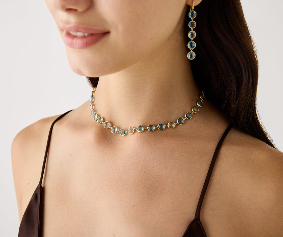 Marco Bicego Jaipur Color Geschmeidige Halskette aus 18 Karat Gelbgold mit Topasen bei Juwelier Krebber in Mönchengladbach-Rheydt.