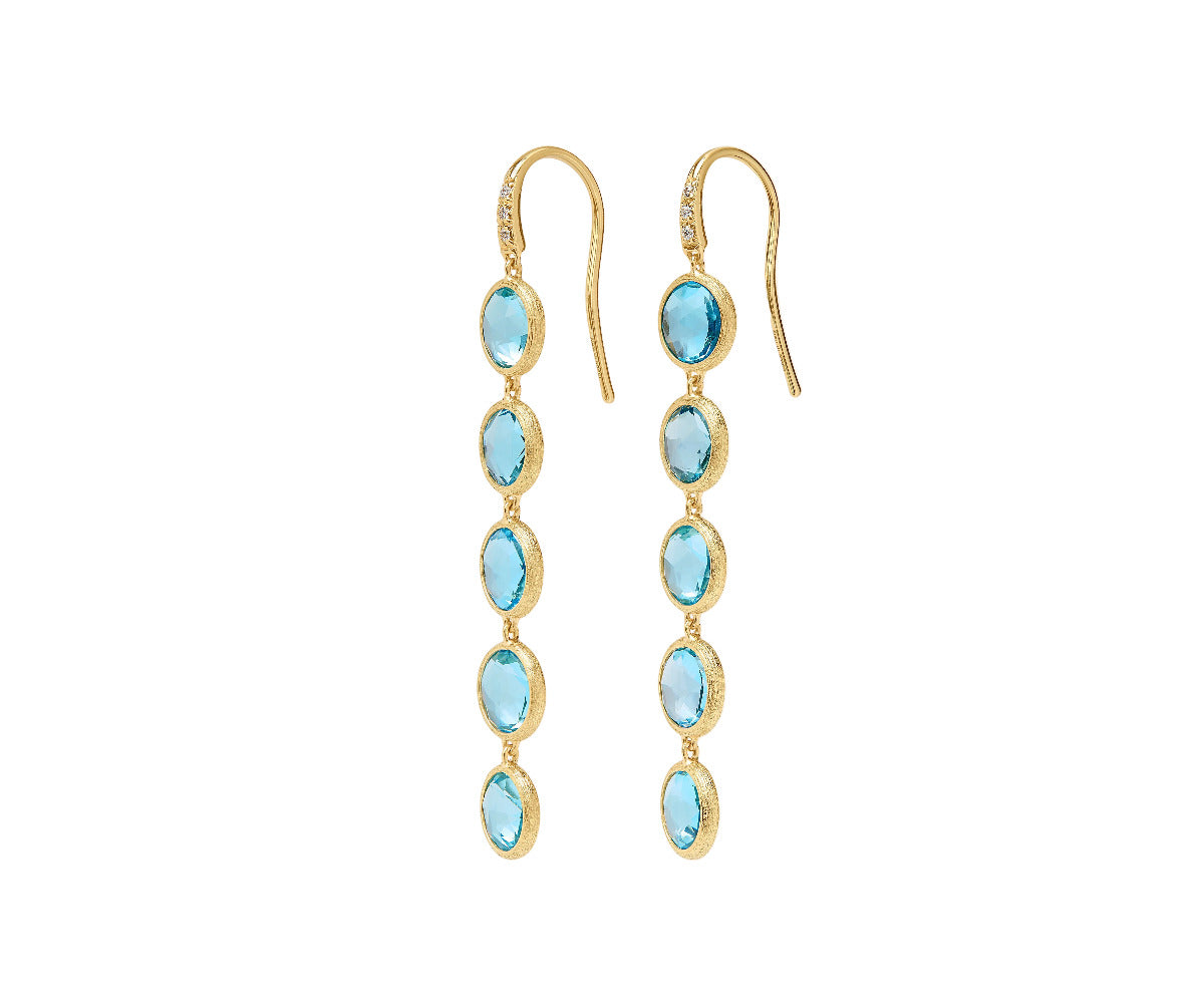 Marco Bicego Jaipur Color Hängeohrringe aus 18 Karat Gelbgold mit Topasen und Diamanten bei Juwelier Krebber in Mönchengladbach-Rheydt.