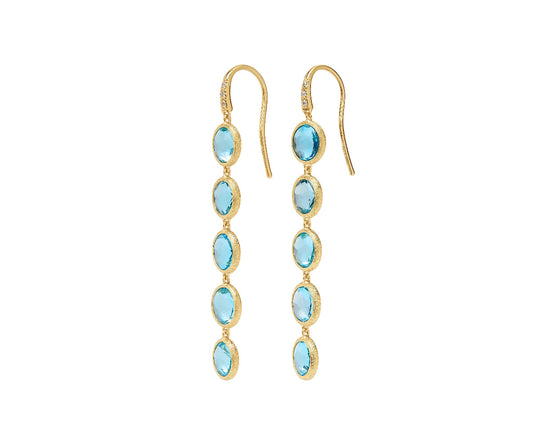 Marco Bicego Jaipur Color Hängeohrringe aus 18 Karat Gelbgold mit Topasen und Diamanten bei Juwelier Krebber in Mönchengladbach-Rheydt.