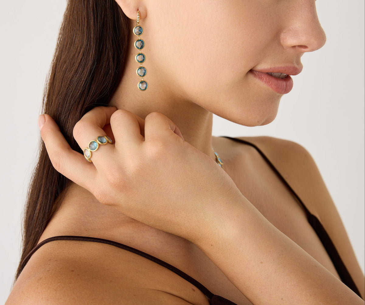 Marco Bicego Jaipur Color Hängeohrringe aus 18 Karat Gelbgold mit Topasen und Diamanten bei Juwelier Krebber in Mönchengladbach-Rheydt.