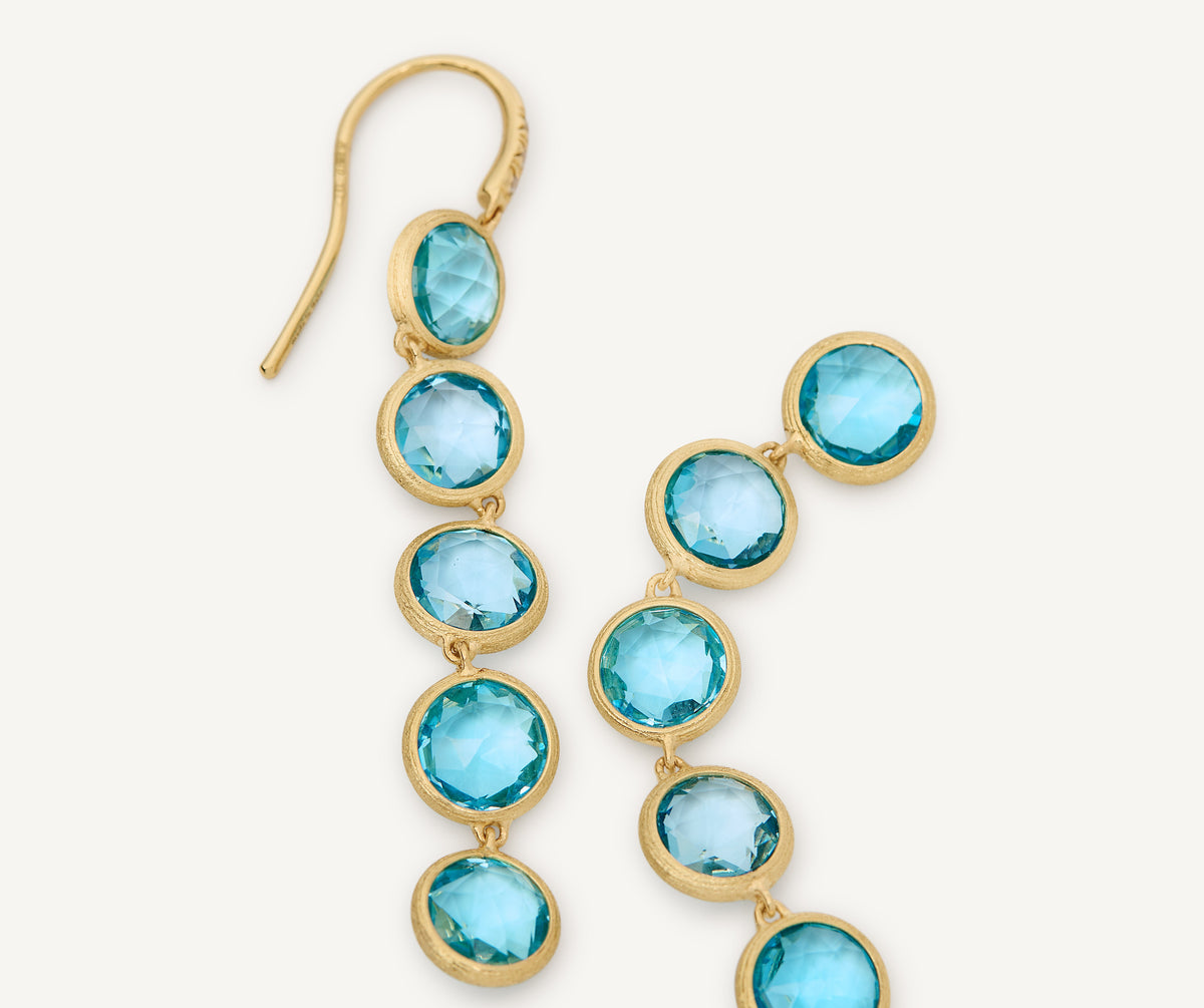 Marco Bicego Jaipur Color Hängeohrringe aus 18 Karat Gelbgold mit Topasen und Diamanten bei Juwelier Krebber in Mönchengladbach-Rheydt.