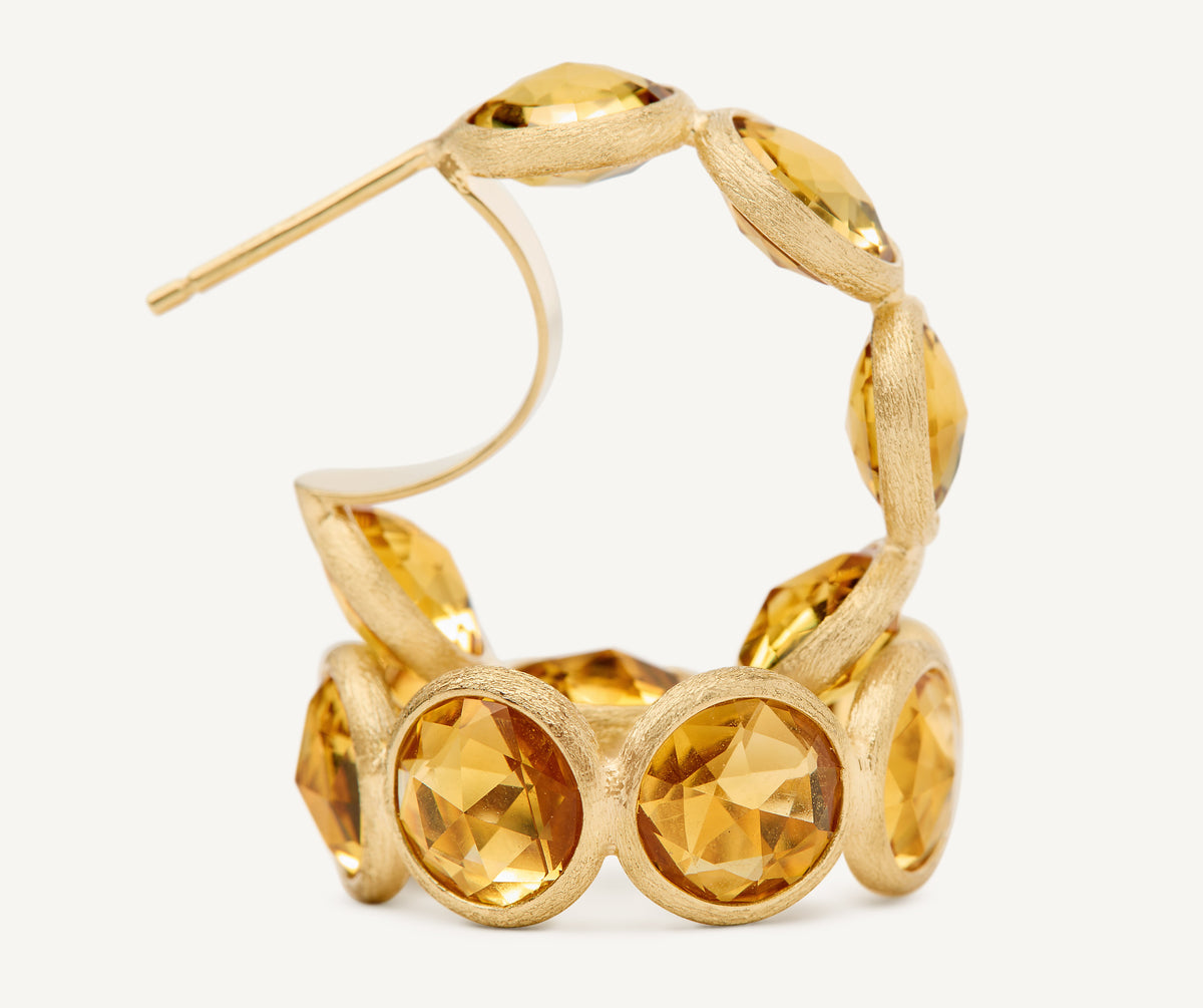 Marco Bicego Jaipur Color Hoop-Ohrringe aus 18 Karat Gelbgold mit gelben Quarzen bei Juwelier Krebber in Mönchengladbach-Rheydt.