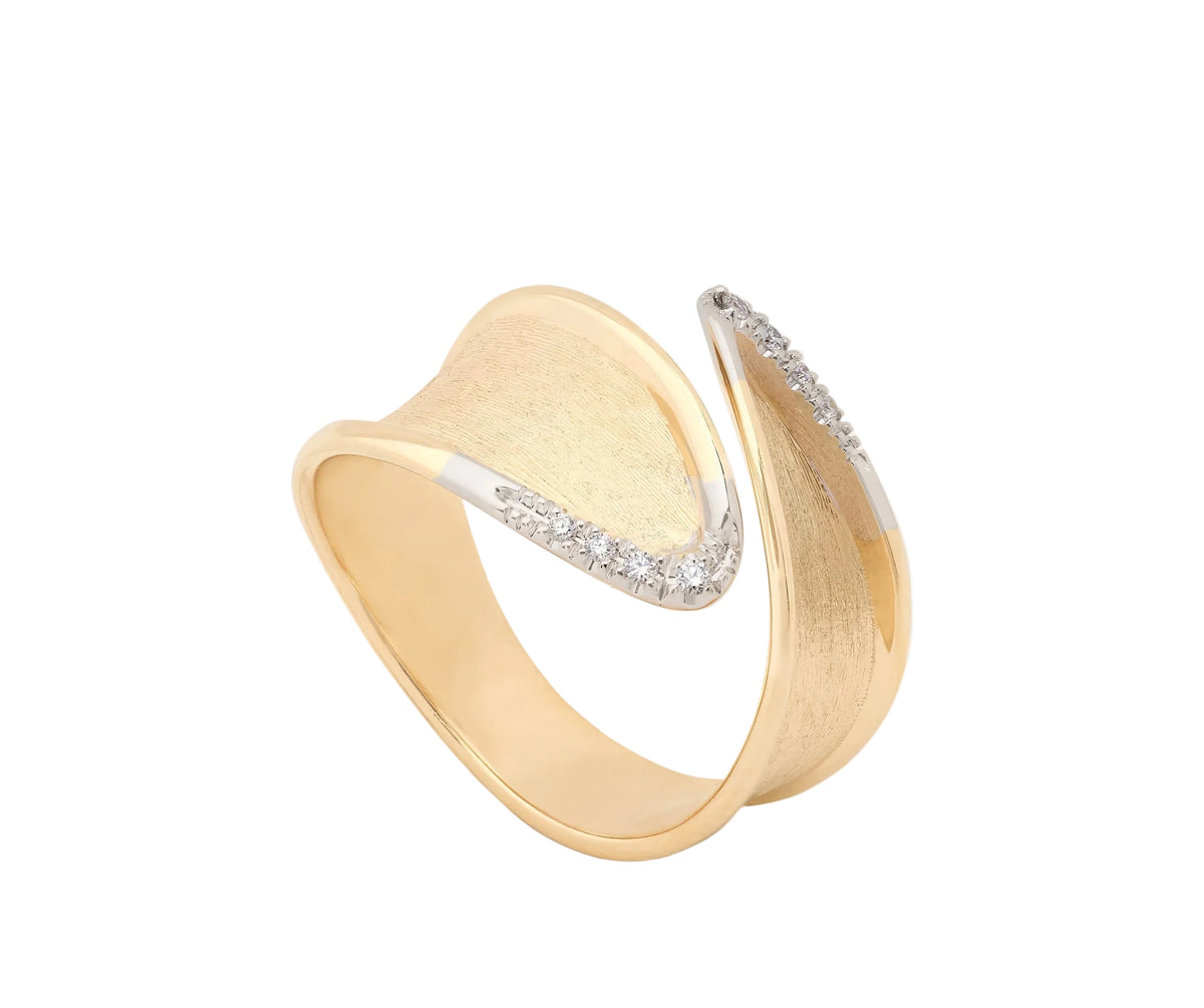 Marco Bicego Lunaria Twist Bandring aus 18 Karat Gelbgold mit Diamanten bei Juwelier Krebber in Mönchengladbach-Rheydt.