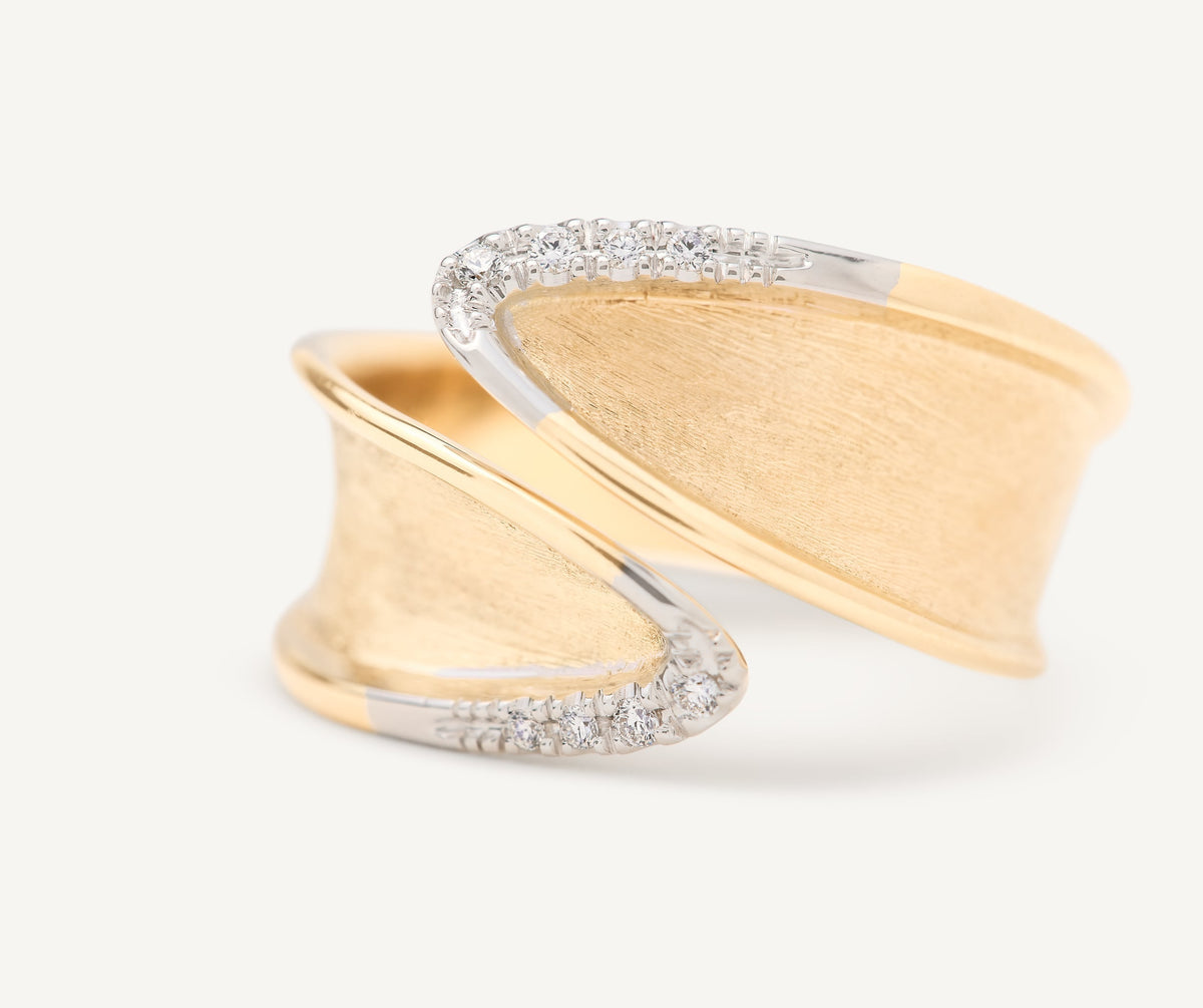 Marco Bicego Lunaria Twist Bandring aus 18 Karat Gelbgold mit Diamanten bei Juwelier Krebber in Mönchengladbach-Rheydt.