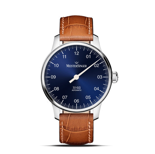 MeisterSinger №03 38mm Uhr Sonnenschliff Blau Automatikwerk Juwelier Krebber Mönchengladbach Rheydt