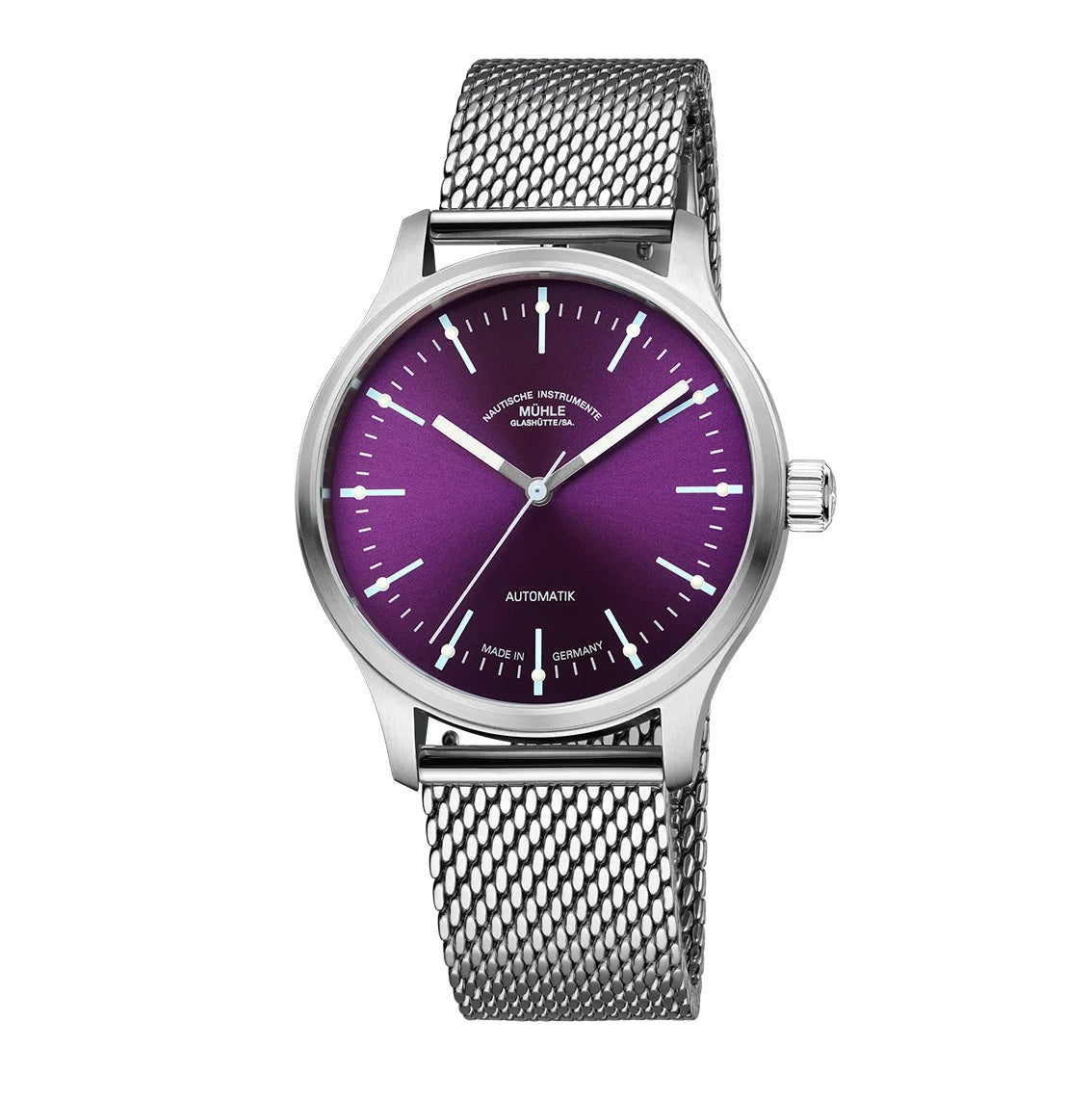 Mühle Glashütte Panova Violett mit Milanaiseband M1-40-78-1-MB-II Uhr Juwelier Krebber Mönchengladbach Rheydt