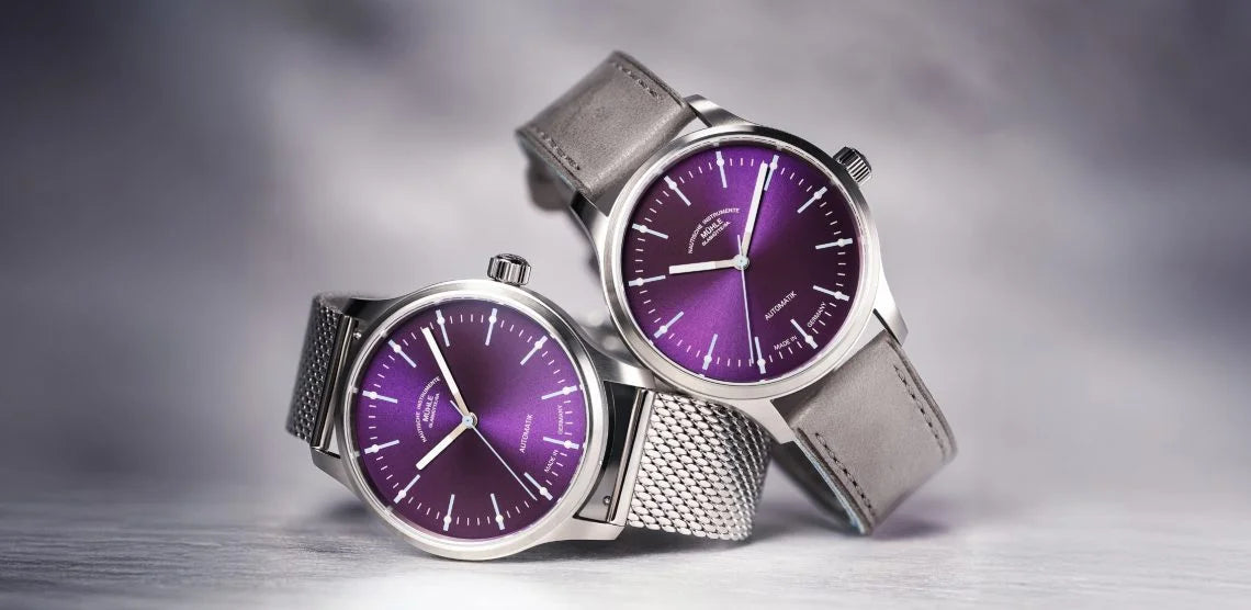 Mühle Glashütte Panova Violett mit Milanaiseband M1-40-78-1-MB-II Uhr Juwelier Krebber Mönchengladbach Rheydt
