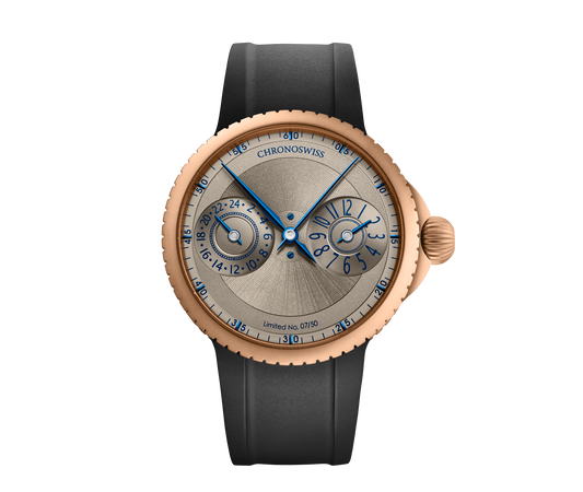 Chronoswiss Pulse GMT Frosted Guilloché Gold 41 mm CH-4221RM-GR – Vorderansicht bei Juwelier Krebber in Mönchengladbach-Rheydt